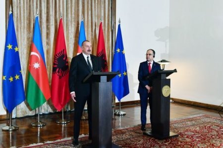 Azərbaycan və Albaniya prezidentləri mətbuata bəyanatlarla çıxış ediblər - YENİLƏNİB + FOTO